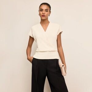 MM Lafleur Cream V-Neck Top